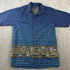 No Boundaries Y2K Tiki Shirt Men Large Button Up 100% Cotton